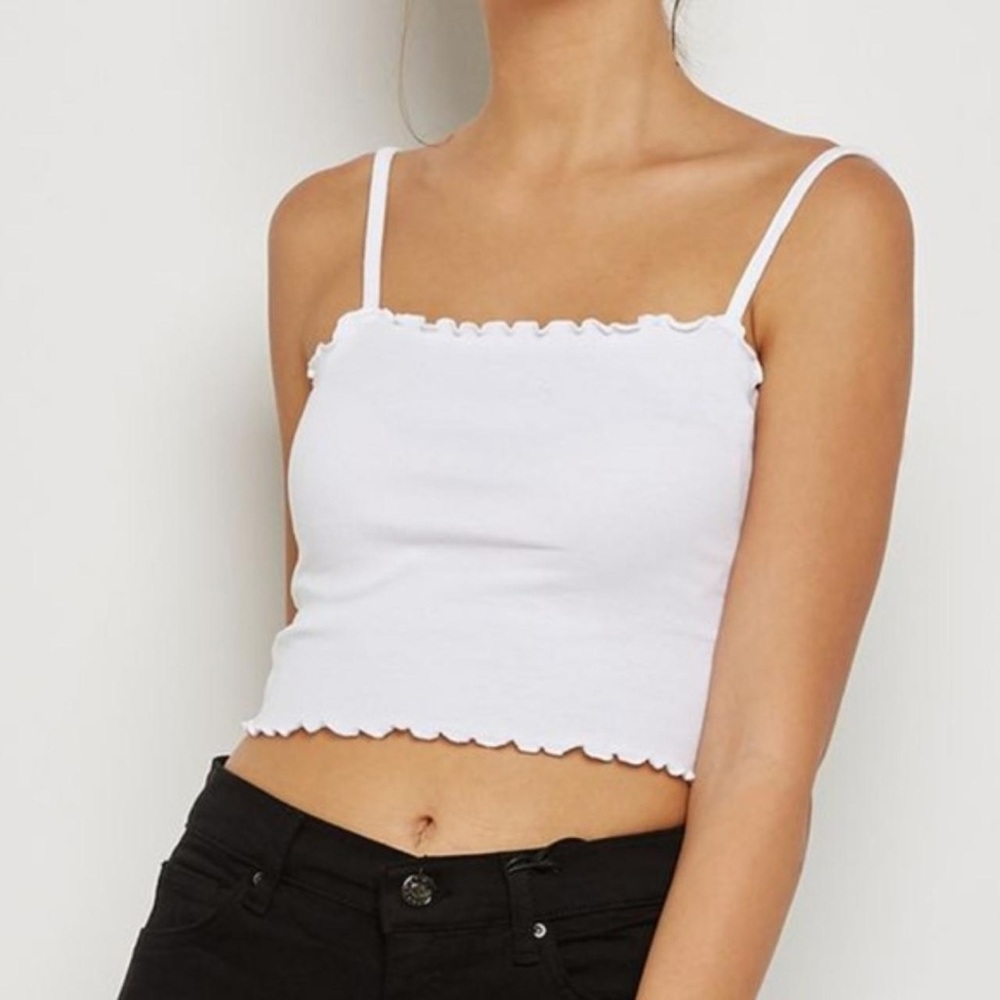Koaj White Ruffle Edge Crop Top. Size:L